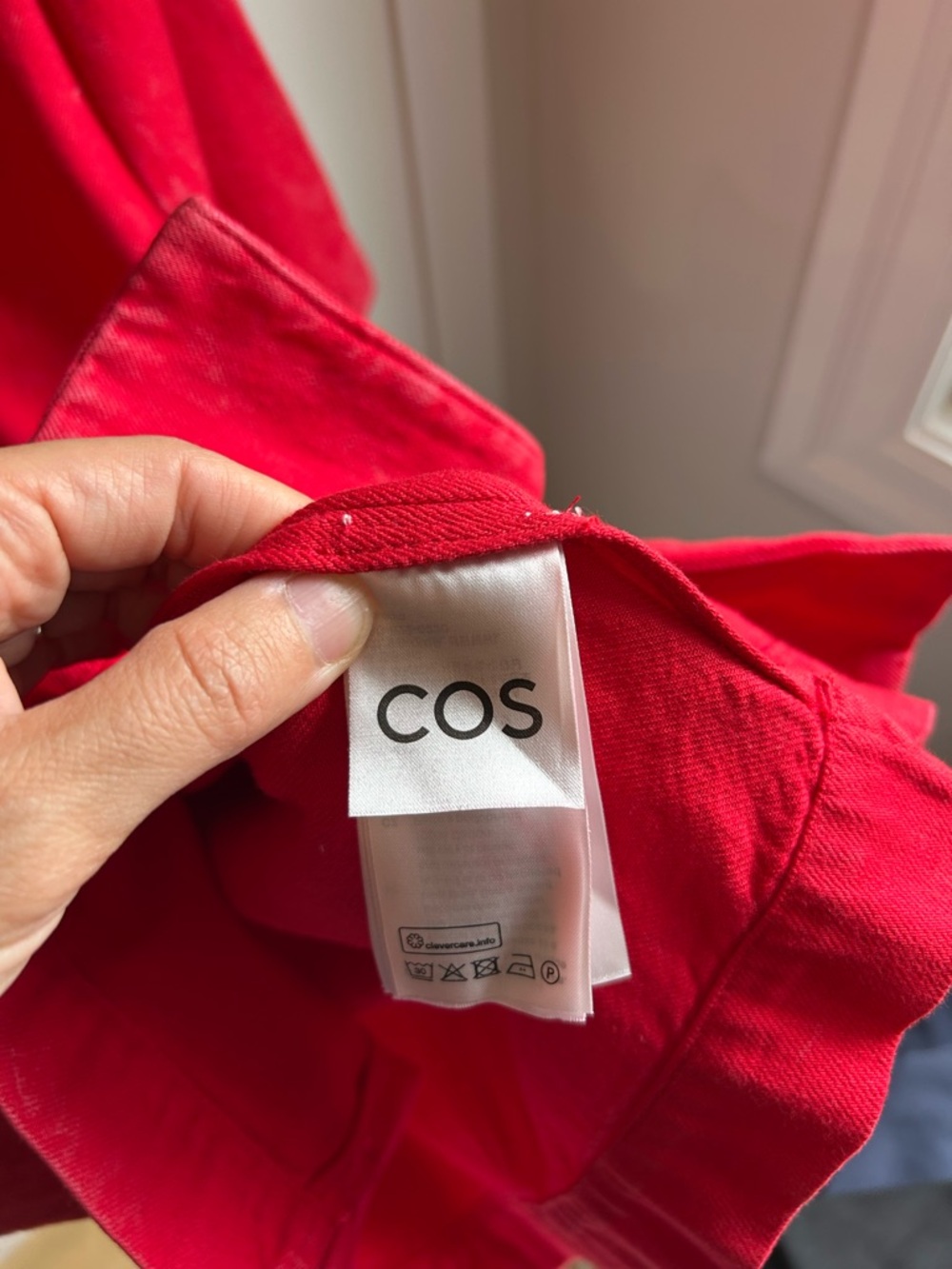 COS Red Denim Button-Up Shirt - Picture 6 of 7